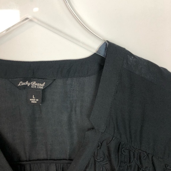 Lucky Brand Black Embroidered Cotton Tunic Large - Picture 6 of 8